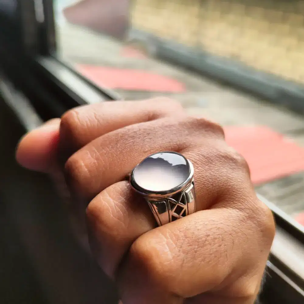 Batu angur batu raja bias biru ring ukuran 18,5