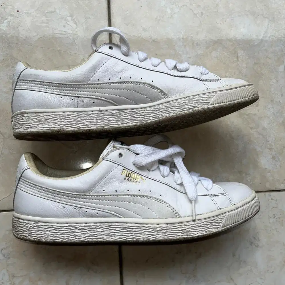 Sepatu Puma low all Leather grain sangat premium mewah size 44 43