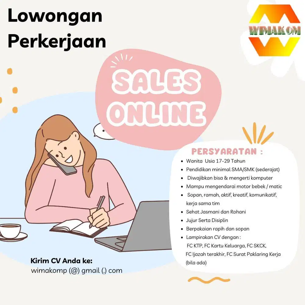 DIBUTUHKAN SEGERA ADMIN ONLINE WANITA TOKO KOMPUTER MANGGA DUA SQUARE