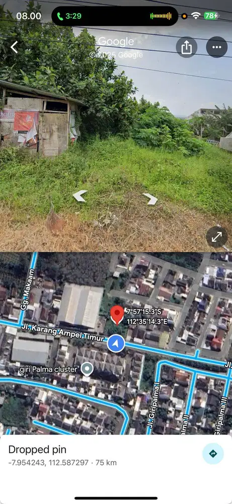 Dijual Tanah Malang Depan Gerbang Perumahan Giri Palma Dau Malang