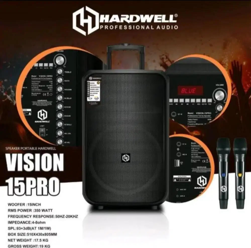 Speaker portable hardwell vision 15 pro 15 inch original garansi resmi