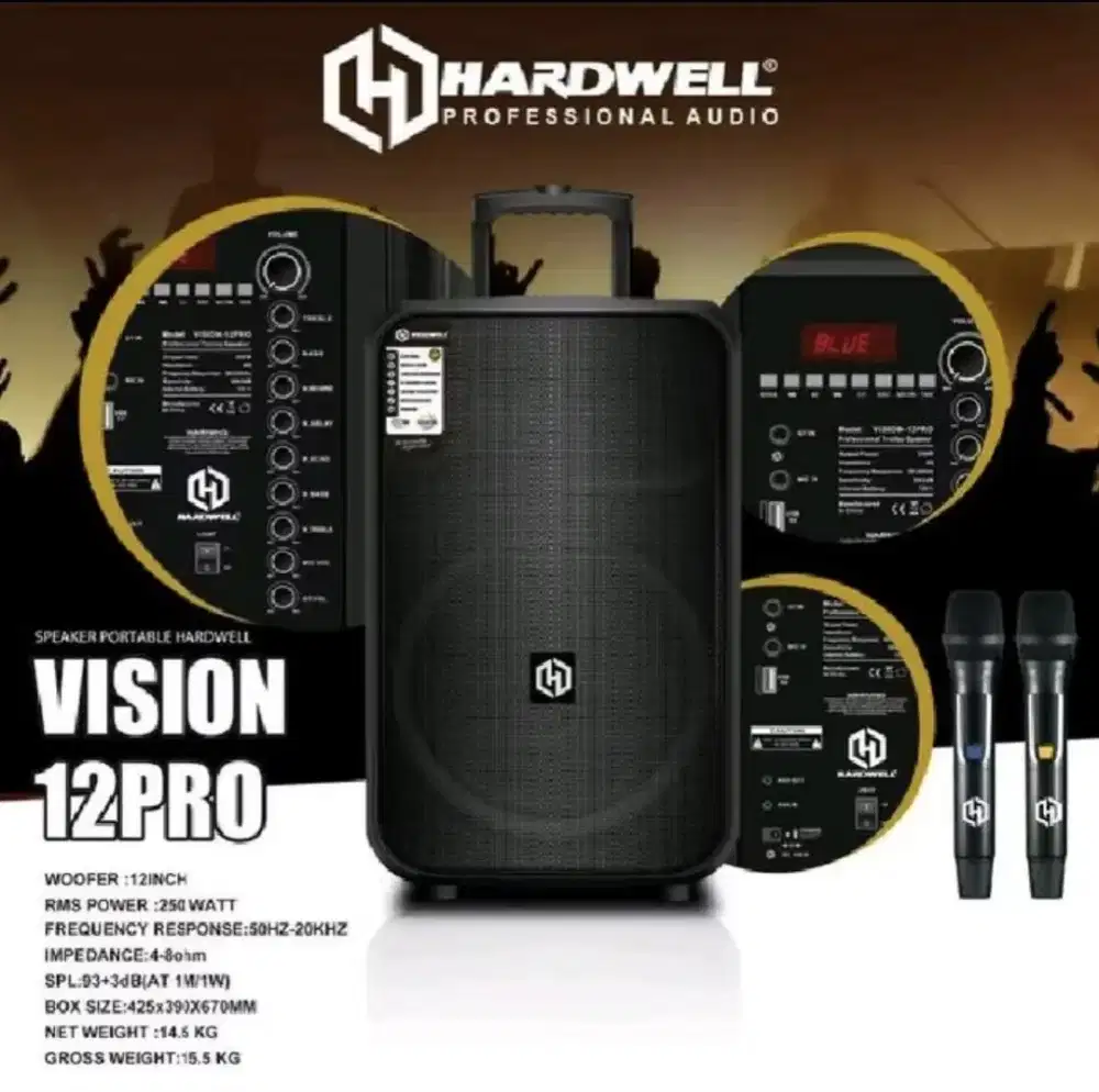 Speaker portable hardwell vision 12 pro 12pro 12 inch original resmi