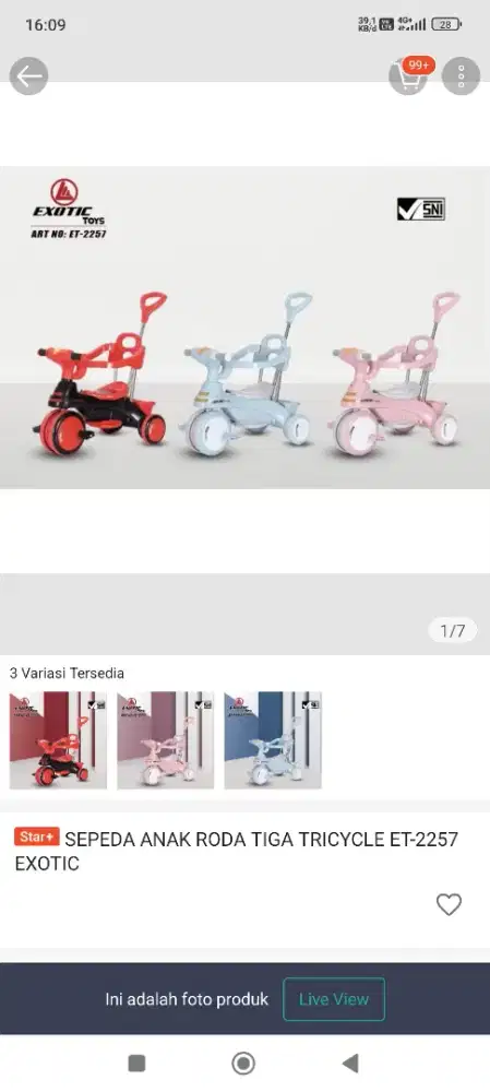 Sepeda exotic roda 3 warna biru