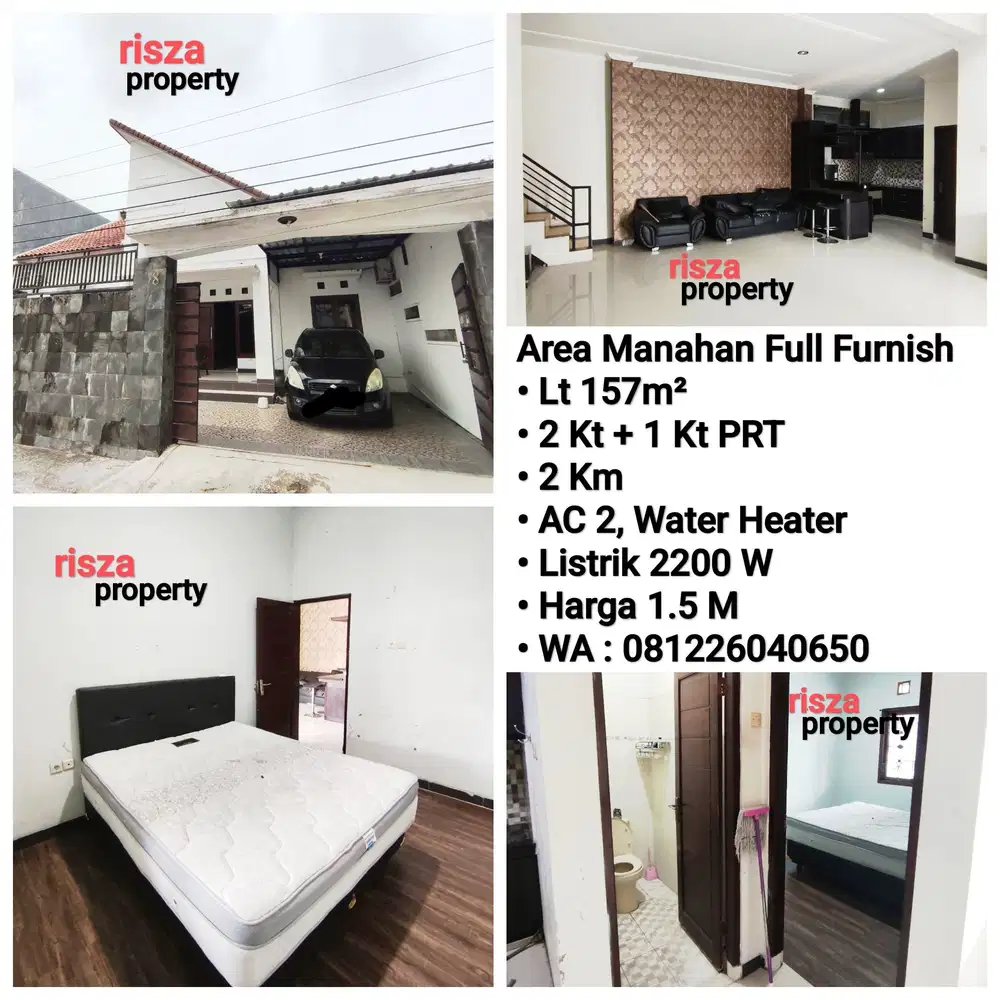 Jual Rumah Full Furnish Area Manahan Solo, Dekat Stadion Manahan,Alila
