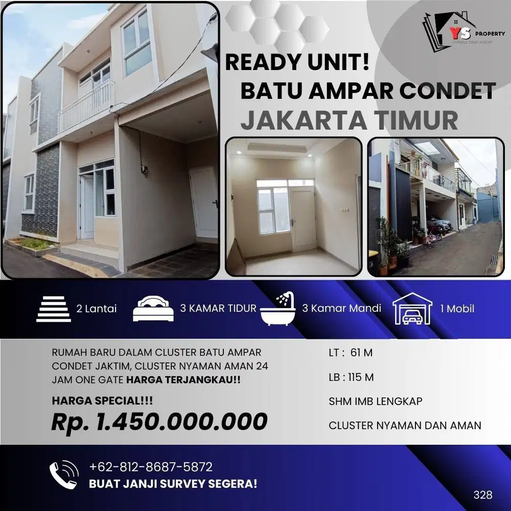 BATU AMPAR CONDET RUMAH BARU READY UNIT DALAM CLUSTER SISA 1 UNIT 328