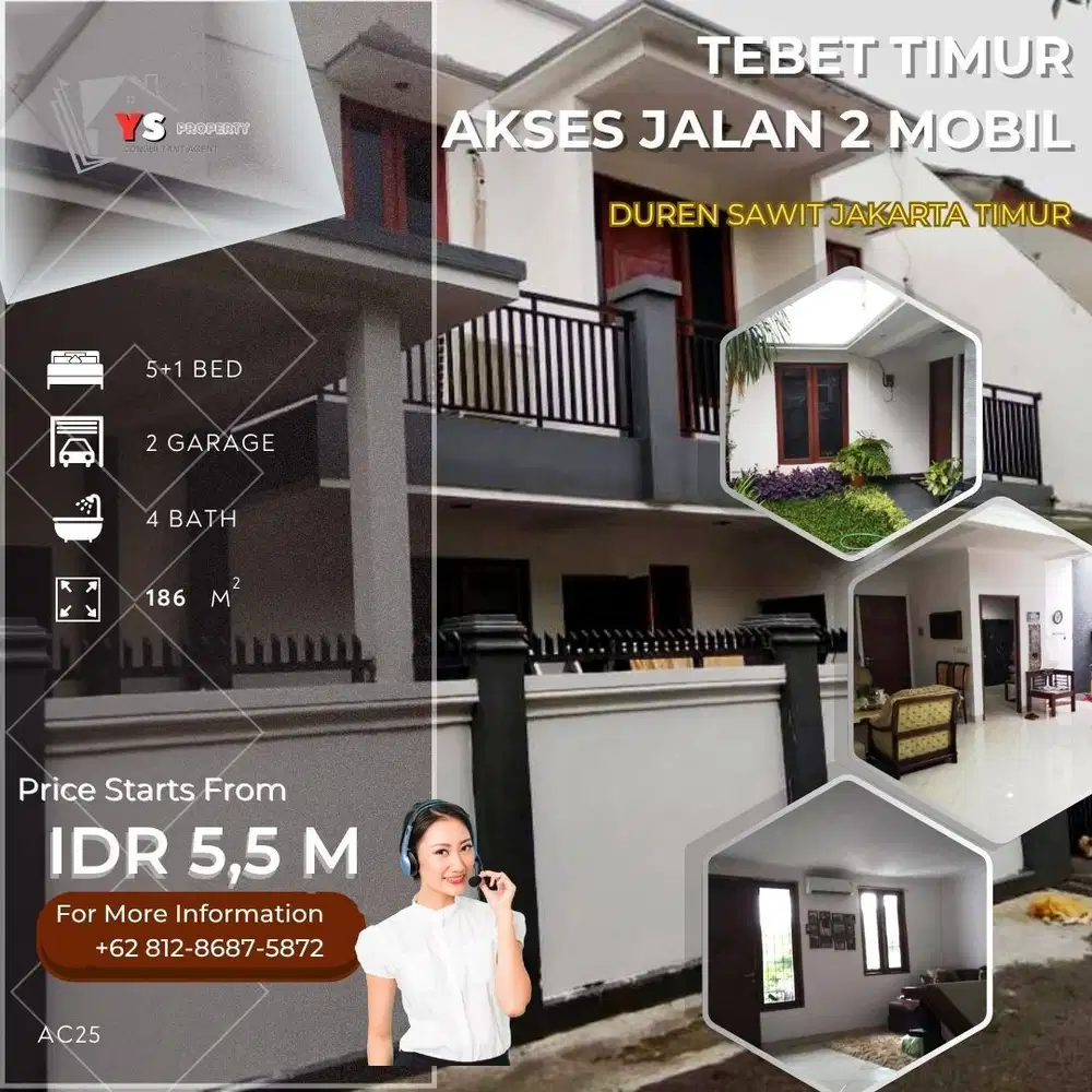 Rumah Hoek 2 Lantai Luas 186m² Dalam Komplek Tebet Timur AC25