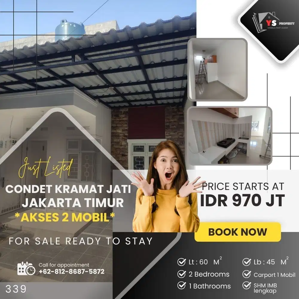 CONDET KRAMAT JATI RUMAH 1 LT KONDISI BARU DI RENOV AKSES 2 MOBIL 339