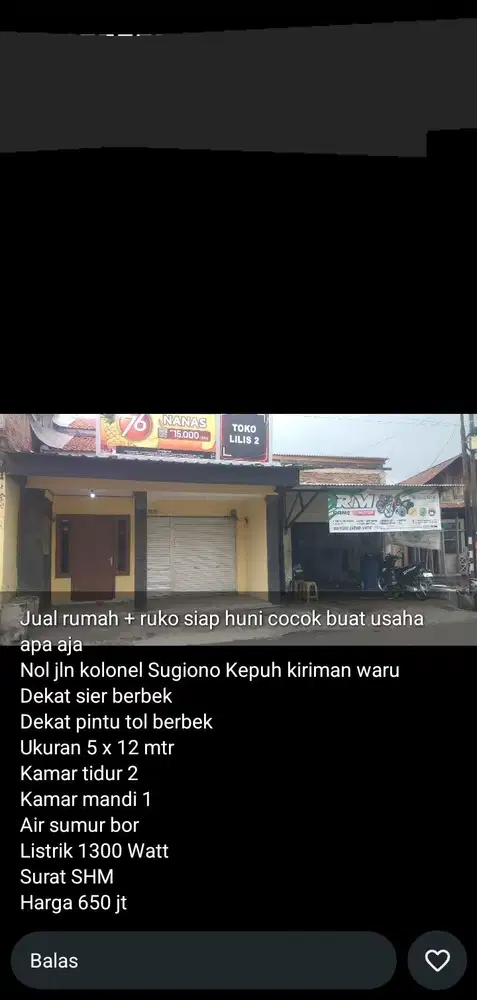 Tempat usaha luas 60 m2 harga 650 juta di Kepuhkiriman,Waru, Sidoarjo