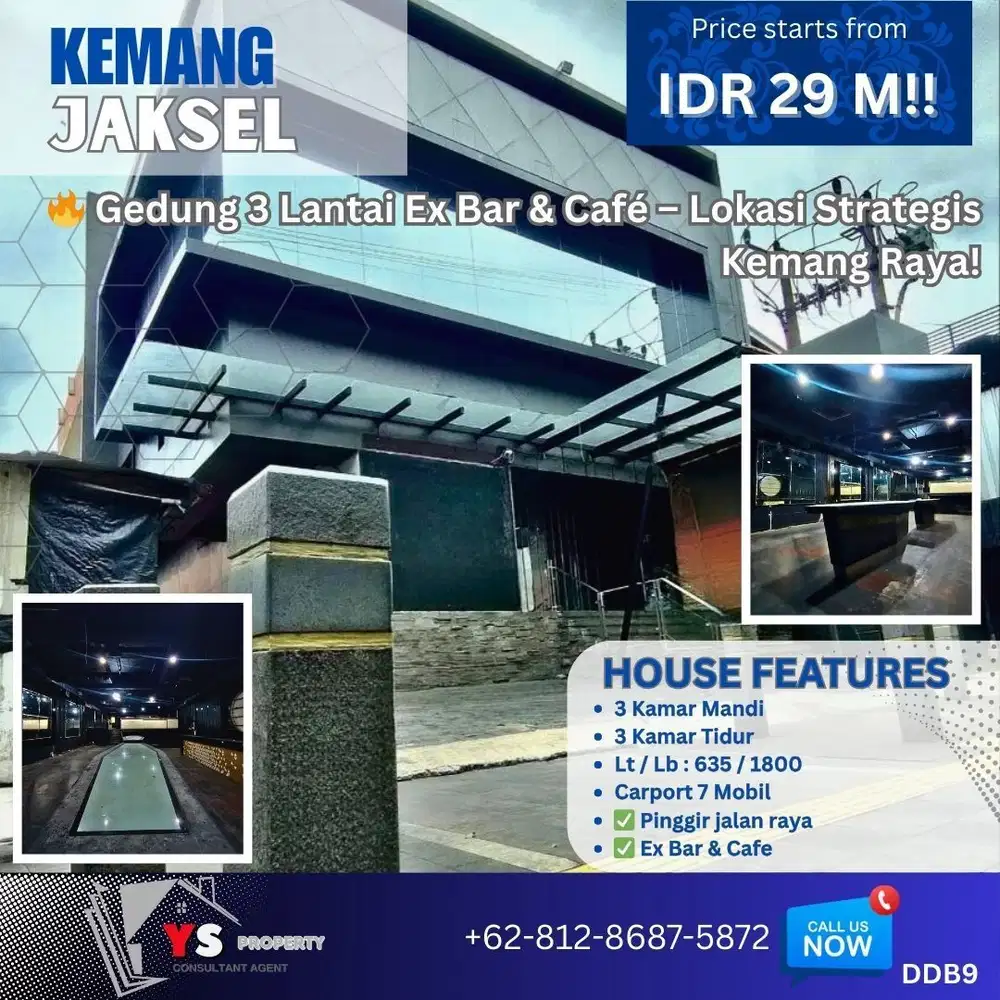 Gedung 3 lt Ex Café & Bar di Kemang Jaksel Lokasi Premium. DDB9