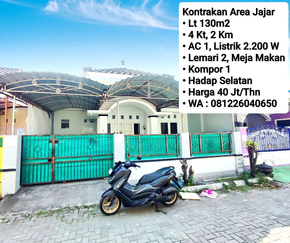 Sewa Rumah Semi Furnish Area Jajar, Dekat Manahan,Alila,Solo Square