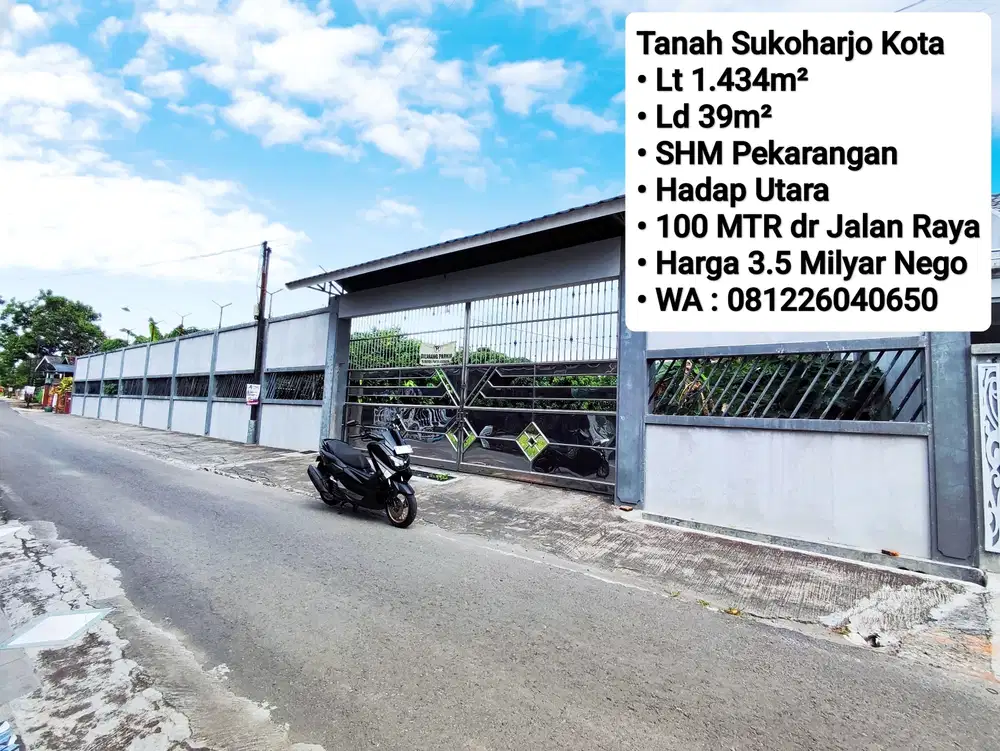 Jual Tanah Area Sukoharjo Kota, Sudah Pagar Keliling, 100 Mtr Jln Raya