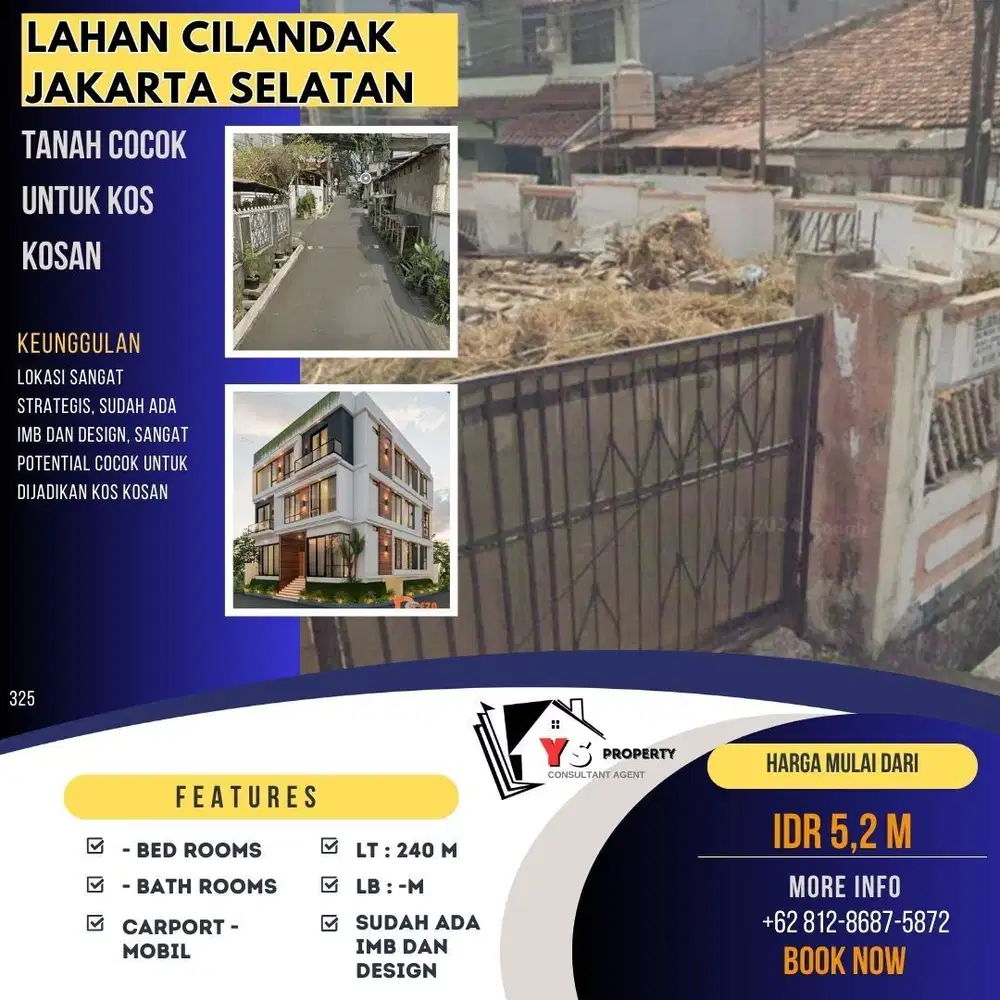 CILANDAK JAKARTA SELATAN TANAH HOEK ADA IMB SIAP BANGUN KOS KOSAN 325