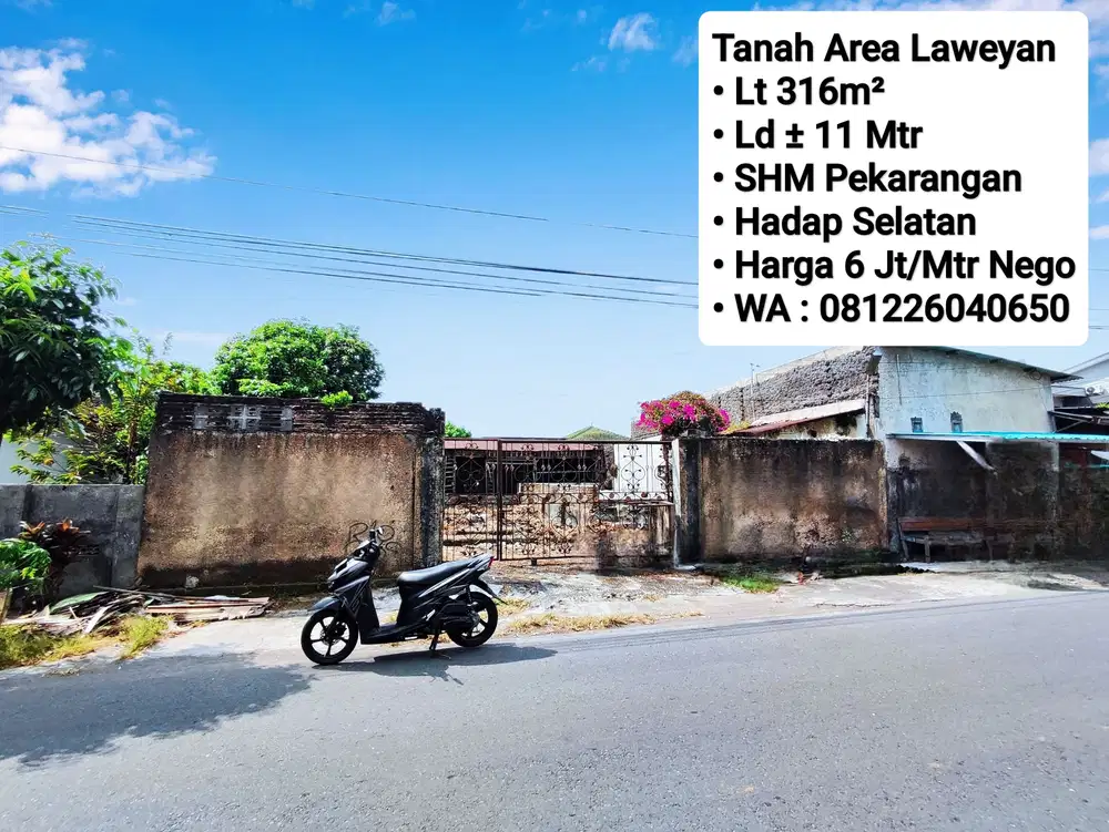 Jual Tanah Siap Bangun Area Laweyan, Dekat Purwosari, Gentan
