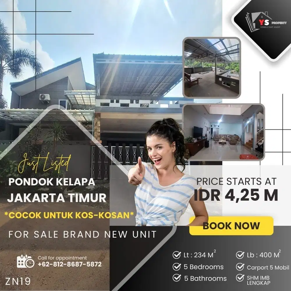 PONDOK KELAPA JAKTIM RUMAH LUAS PINGGIR JALAN BISA BUAT KOS KOSAN ZN19