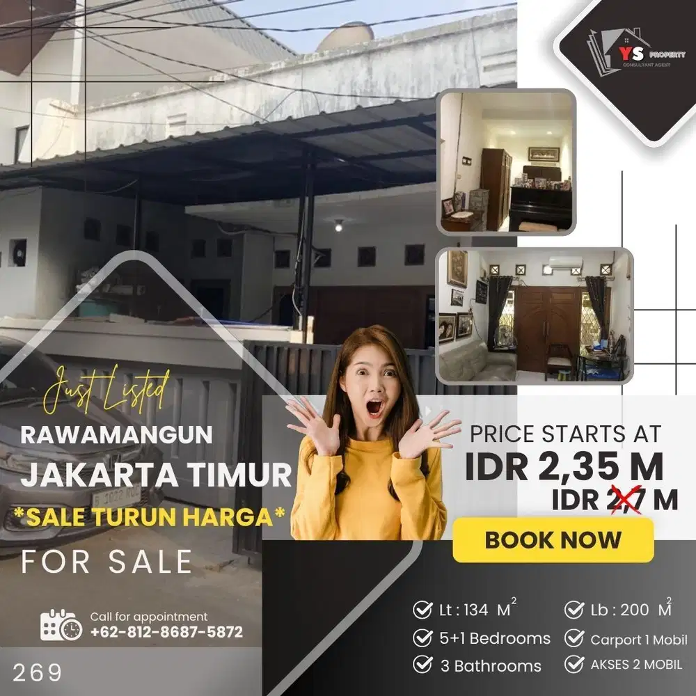RAWAMANGUN JAKTIM RUMAH 1,5 LT HARGA SANGAT MURAH HARUS LAKU CEPAT 269