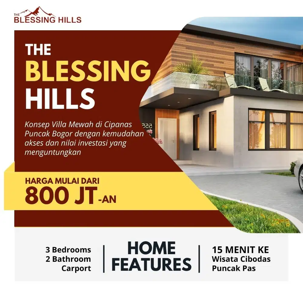 rumah nuansa villa dua lantai di cipanas puncak jawa barat