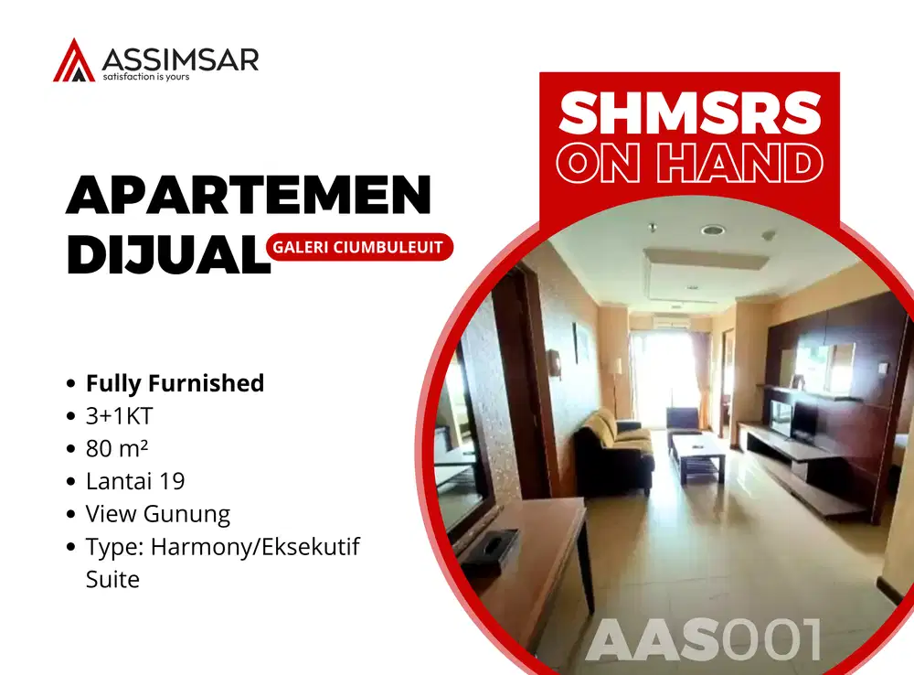 JUAL MURAH! NJOP 940 Juta! Apartemen Galeri Ciumbuleuit Bandung Utara