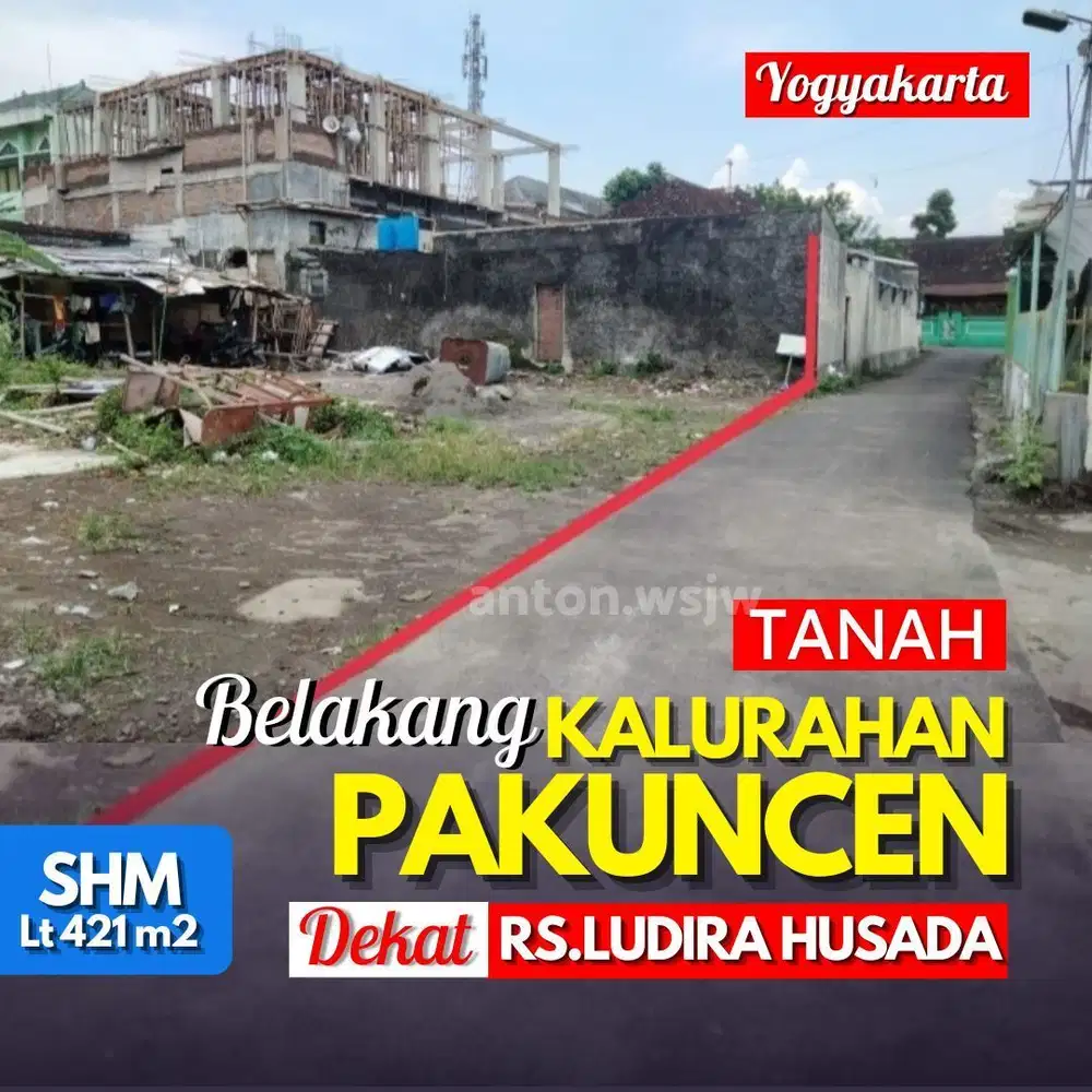 Tanah Bagus JOGJA Pakuncen Belakang Kelurahan Lt 421 m² ld 20 m SHMP