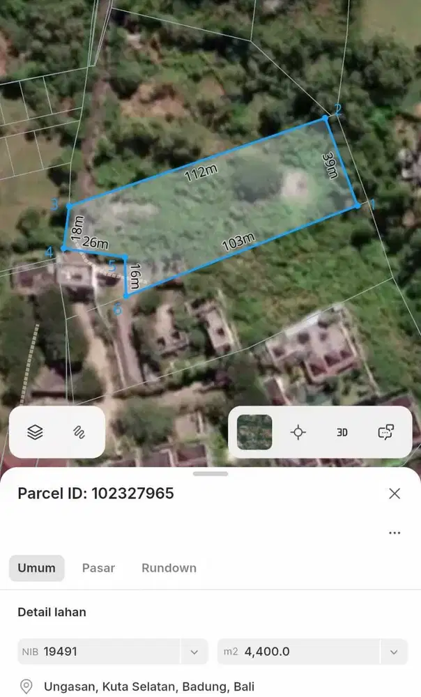 Tanah 4400 m2 Nempel Hilton Ungasan Bali SHM