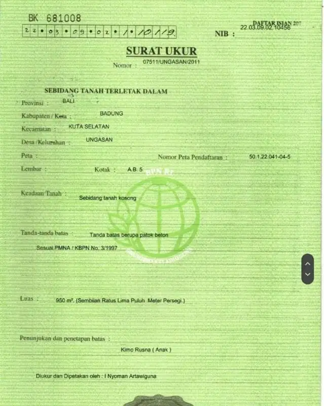 Tanah kawasan villa di jalan pantai melasti, Ungasan