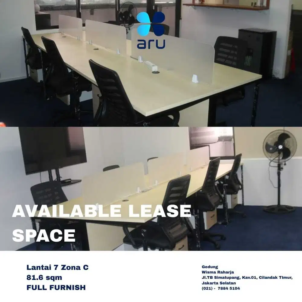 DISEWAKAN KANTOR FULL FURNISH STRATEGIS DI TB SIMATUPANG