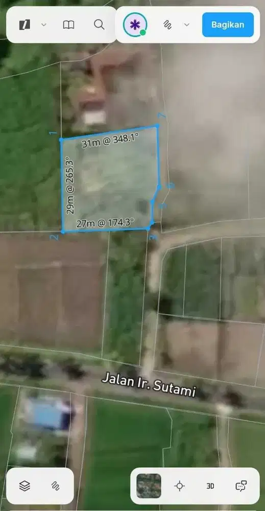 Tanah Strategis View Sawah dan Gunung di Kemenuh Ubud Bali