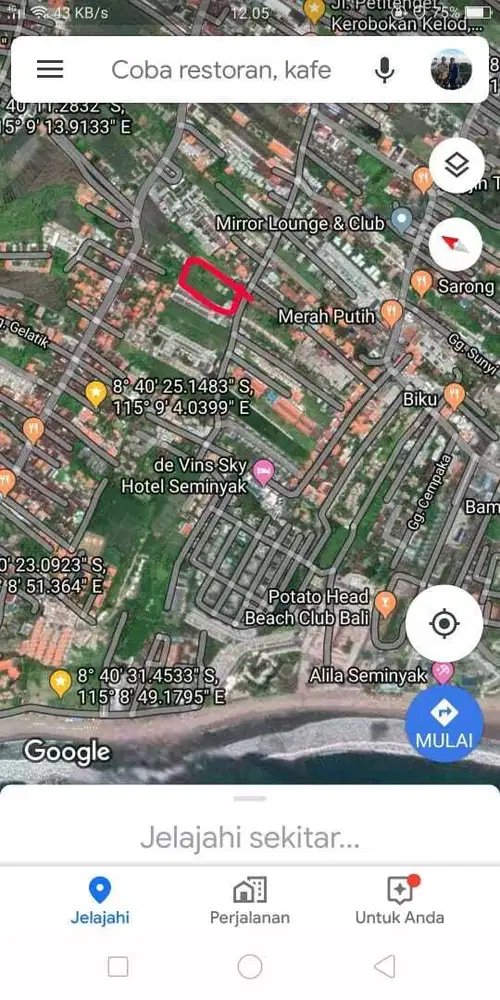 Tanah Komersial 3190m2 di Seminyak Dekat Pantai