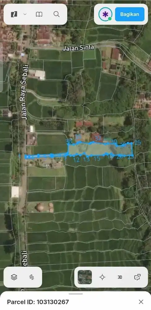 Tanah View Sawah Lingkungan Villa di Ubud