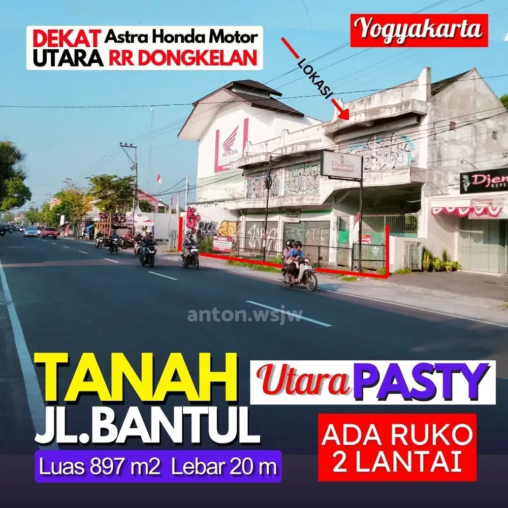 Tanah Strategis Jogja TEPI Jl Bantul Lt 897 m² ld 20 m SHM Utara PASTY