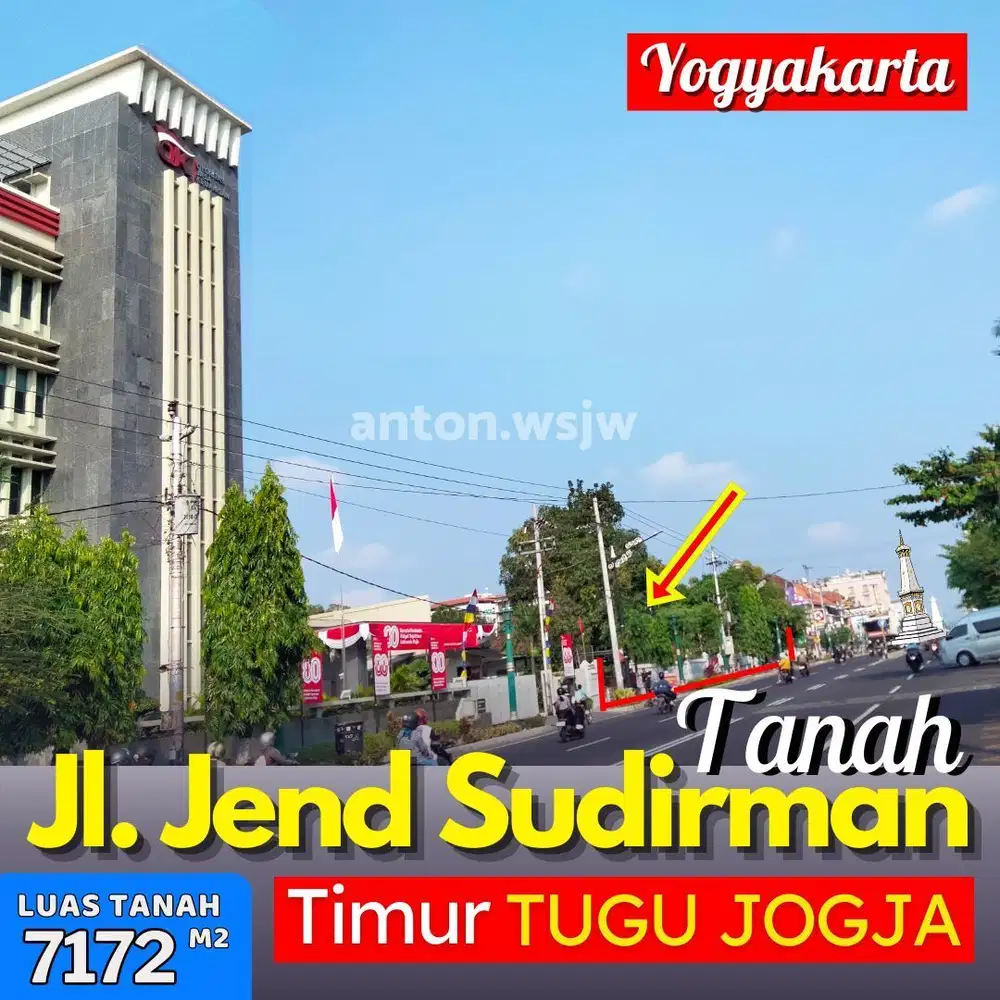 Tanah Jogja Tepi Jl. Jendral Sudirman Eks BHS Jogja Lt 7172 M2