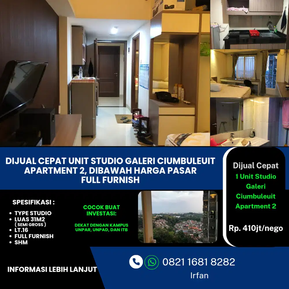 Dijual Cepat Apartemen Studio GCA 2 Full Furnish Harga Termurah