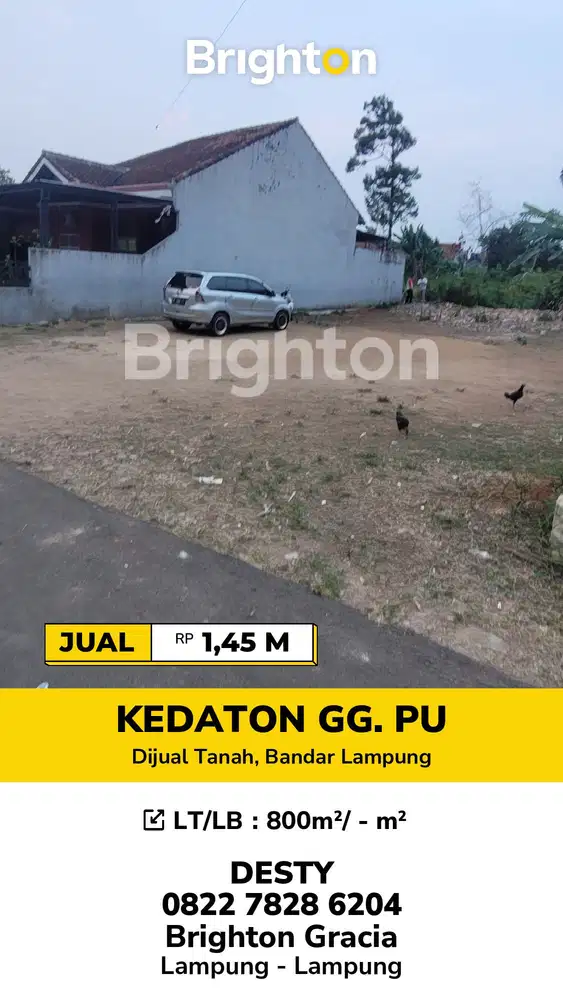 Jual Tanah Kedaton gg.Pu, dekat Mall boemi kedaton