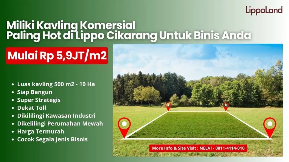 TANAH KOMERSIAL SIAP BANGUN DI TENGAH KAWASAN KOTA LIPPO CIKARANG
