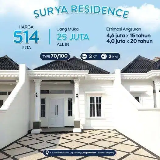 Rumah Murah DP Ringan Surya Residence Segala Mider - Bandar Lampung