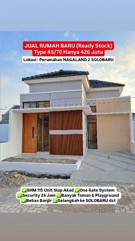 Jual Rumah Baru 426 Juta NAGALAND 2 SOLOBARU Type 40/60