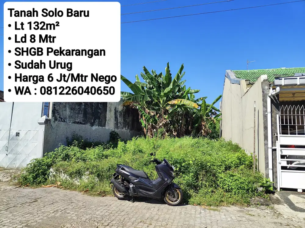 Jual Tanah Siap Bangun Area Solo Baru, Dekat Pakuwon, The Park