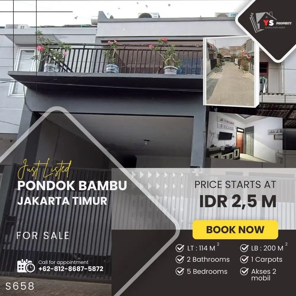 PD BAMBU DUREN SAWIT RUMAH MINIMALIS MODERN SIAP HUNI AKSES 2 MBL S658