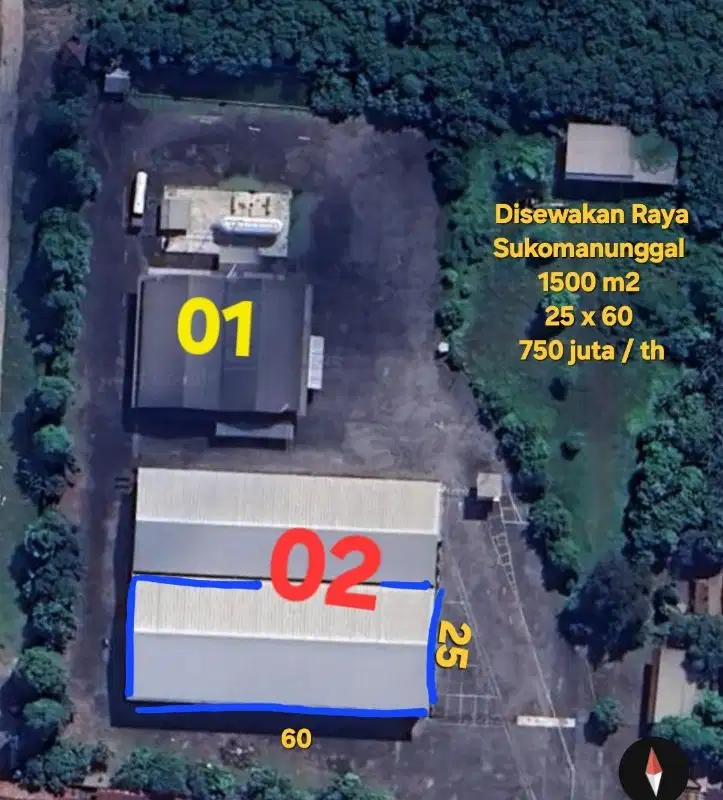 For Rent Gudang Nol Jl Sukomanunggal 1500 m2