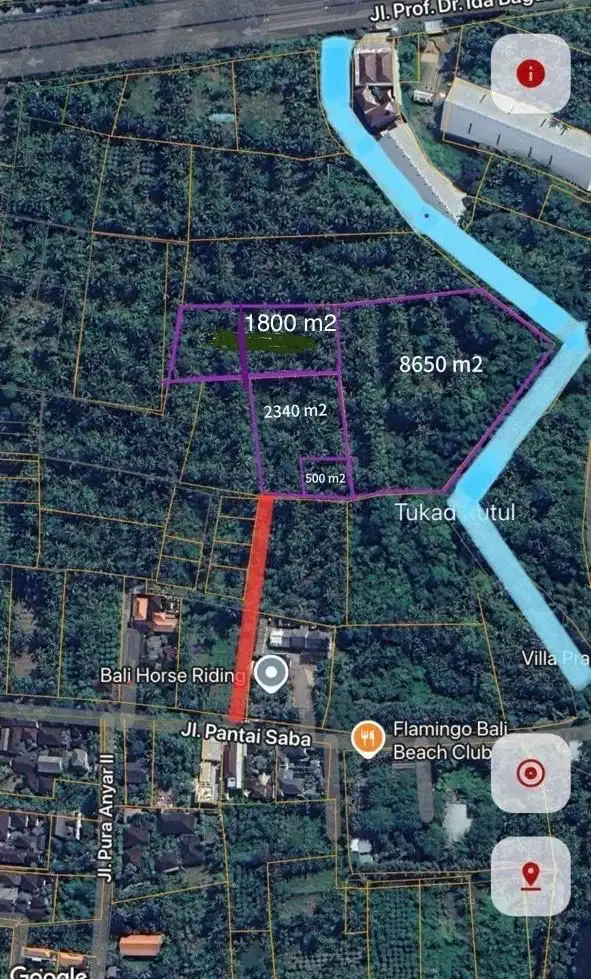 Dijual Tanah 1,3 Hektar Los Sungai View Laut Pantai Saba