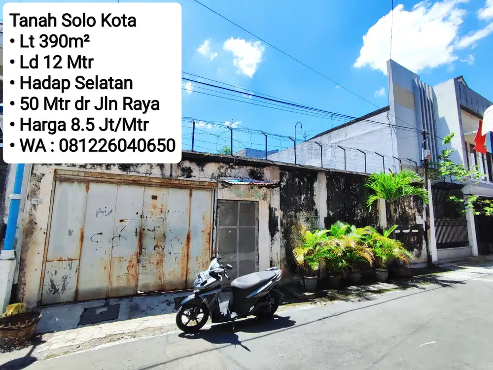 Jual Tanah Siap Bangun Area Solo Kota Dekat Klewer, Pasar Kembang