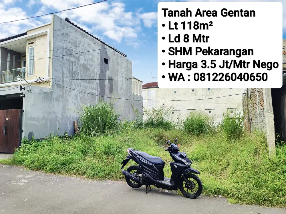 Jual Tanah Area Gentan Dekat Jln Mangesti Raya, Dekat Laweyan