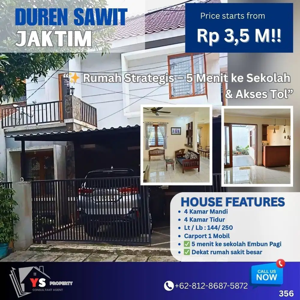 Rumah 2 Lantai Strategis di Duren Sawit – Dekat Sekolah Embun Pagi 356