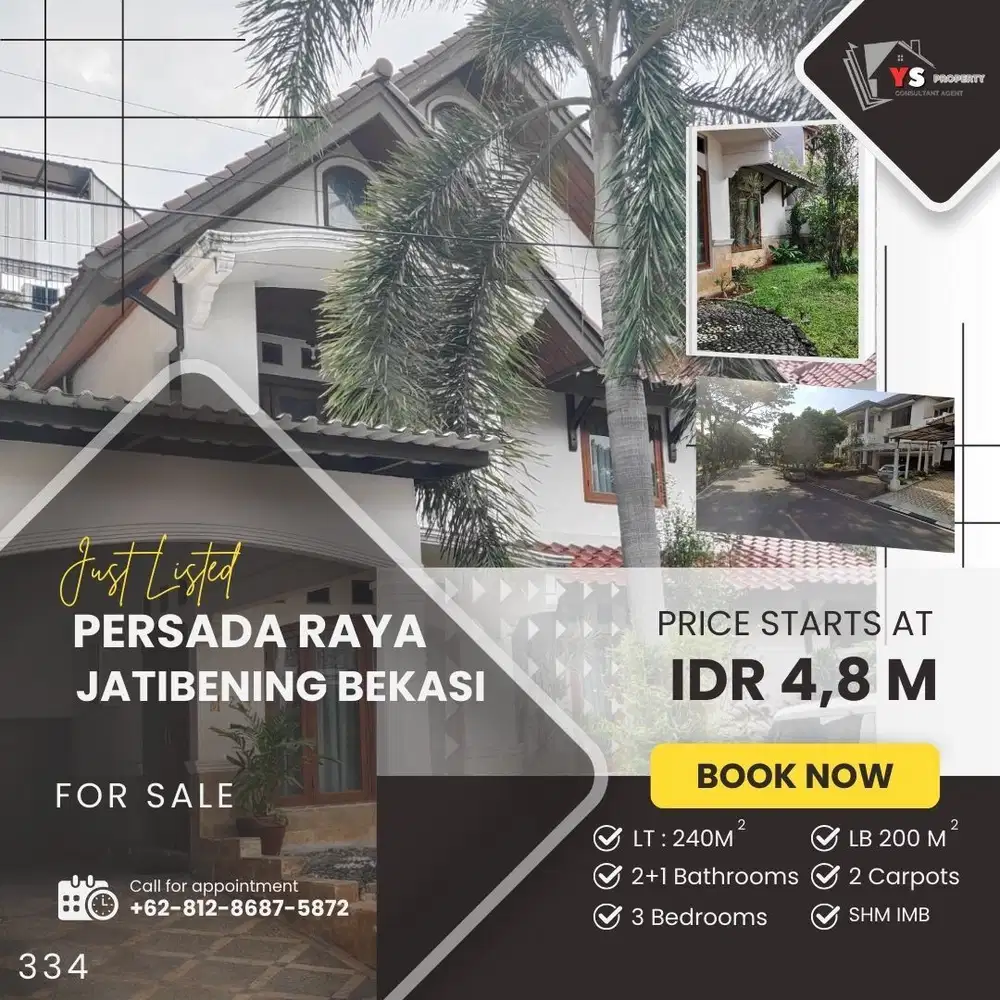 PERSADA RAYA JATIBENING BEKASI RUMAH 2 LT DLM KOMPLEK ELIT BEKASI 334