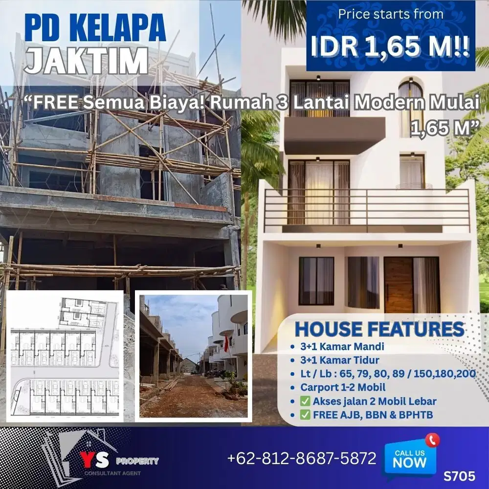 Harga All In Mulai 1,65 M Cluster Eksklusif 18 Unit di PD Kelapa S705