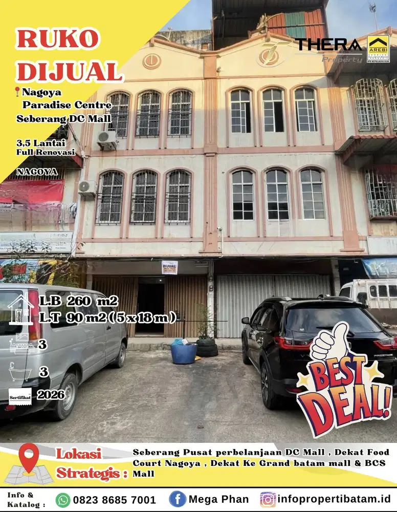 Dijual Ruko 3,5 Lantai dekat dc mall di Nagoya Paradise centre