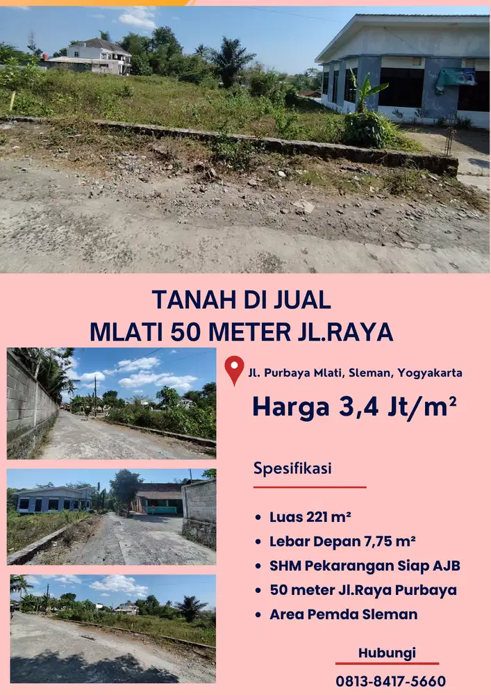 Dijual Tanah Murah Jogja, 5 Menit Sleman City Hall: SHMP Pecah Bidang