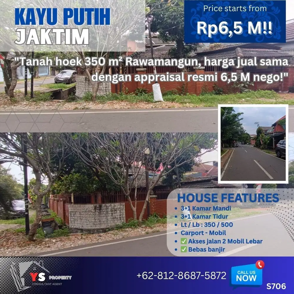 “18 Juta/m² vs Pasaran 22 Juta – Rumah Lama Kayu Putih” S706