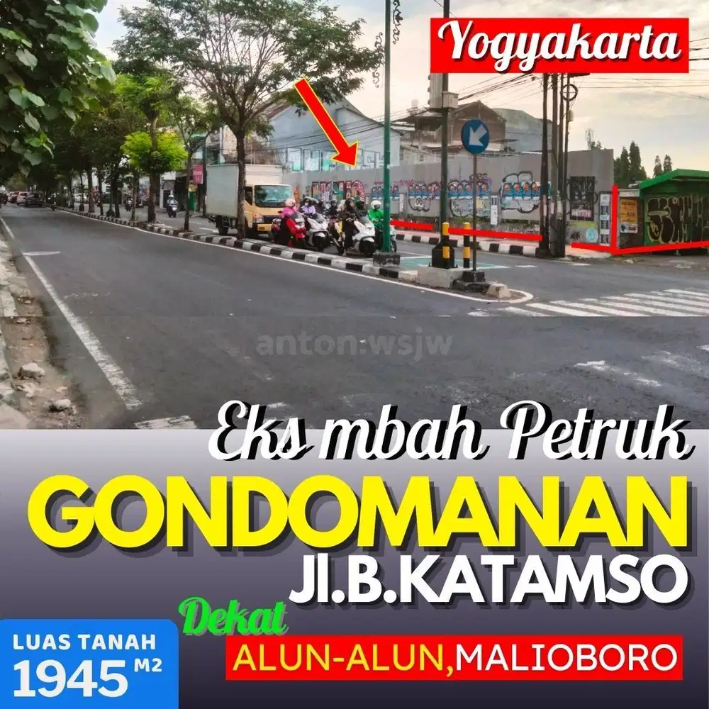 Tanah Jogja Gondomanan Eks Mbah Petruk Jl.B.katamso Lt 1945 m² ld 33 m