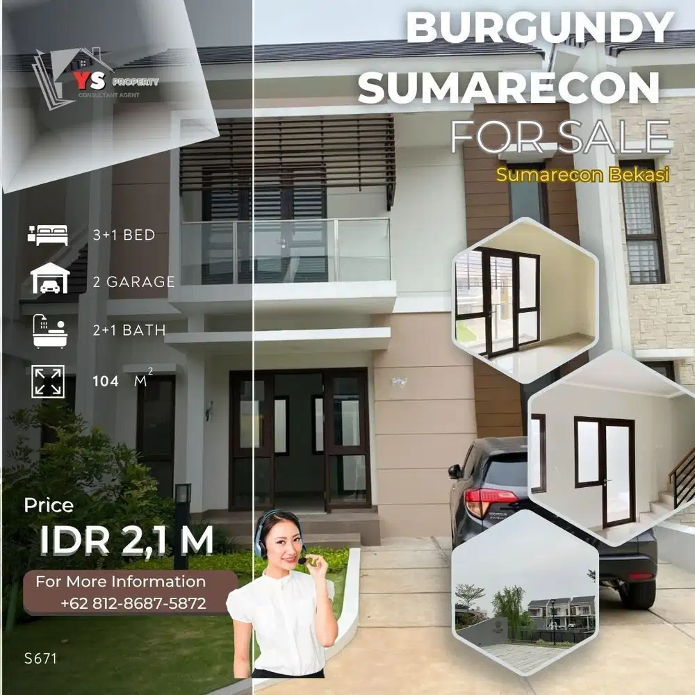 CLUSTER BURGUNDY SUMARECON RUMAH 2 LT KONDISI KOSONG SIAP HUNI S671
