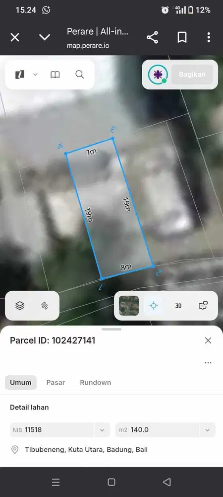 Tanah 140m2 Strategis di jalan Krisna Canggu Berawa